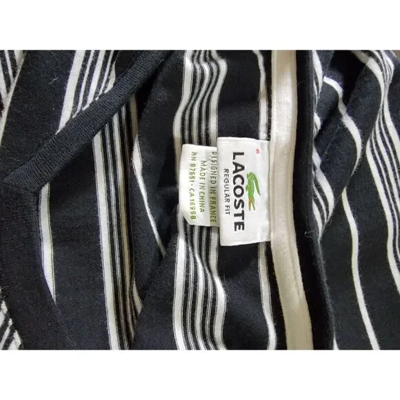 Lacoste Striped V-neck T-shirt - sz 6 - Picture 3 of 6